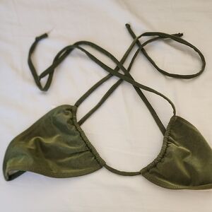 Elegant Olive Velvet Bikini Top